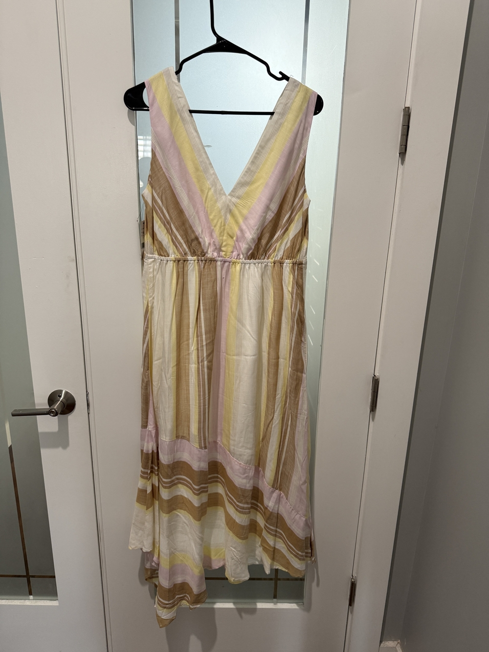 Liverpool Striped V-Neck Maxi Dress in Yellow, Pink & Cream